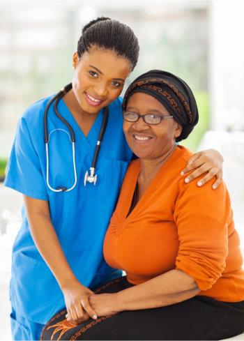 Felt Home Care caregiver with a client